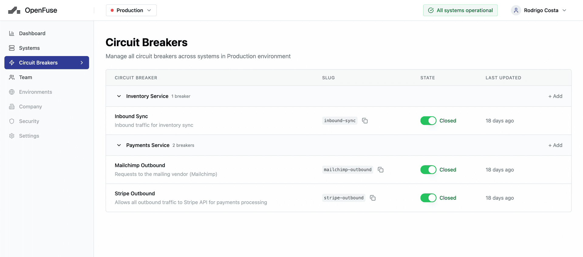 Circuit breaker three states: closed, open, and half-open